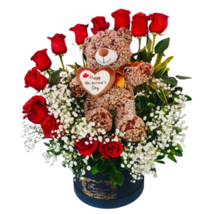 Rose Spiral with Teddy Bear